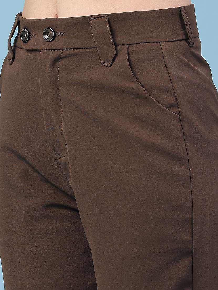 Women Solid Mid Rise Straight Trouser - 22266491 -  Standard Image - 2