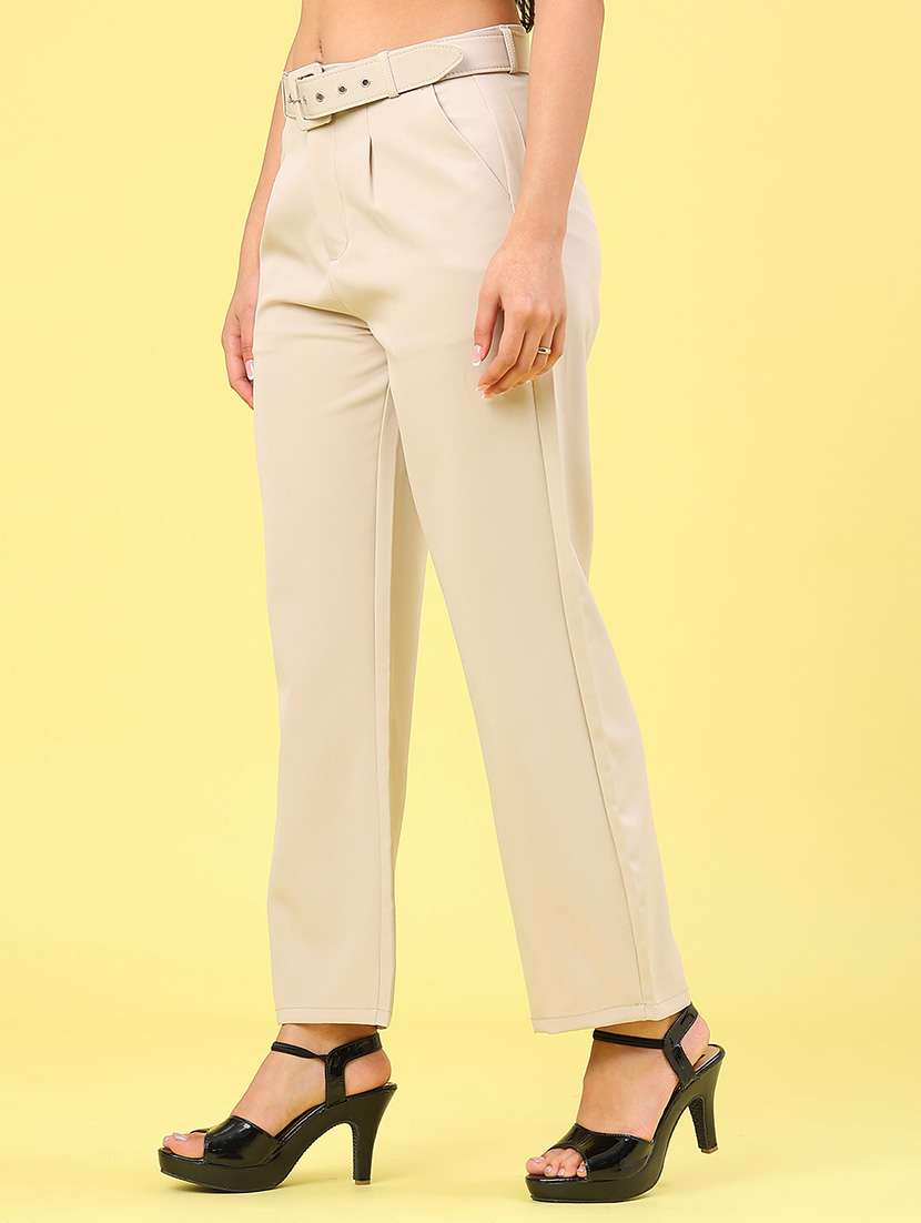 women solid mid rise straight trouser - 22266498 -  Standard Image - 2