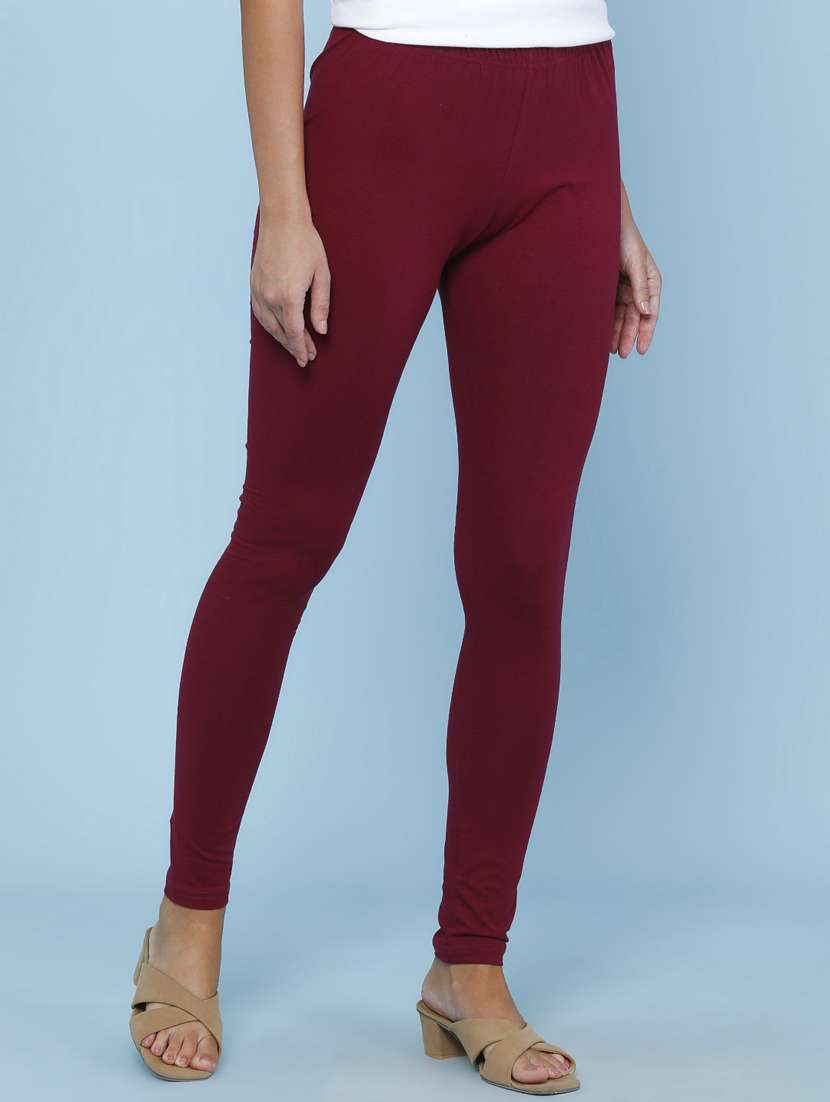 Women Solid Mid Rise Leggings - 22266646 -  Standard Image - 2