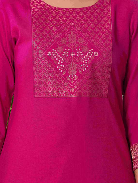 women self design three quarter sleeve kurta palazzo with dupatta set - 22266765 -  Standard Image - 2