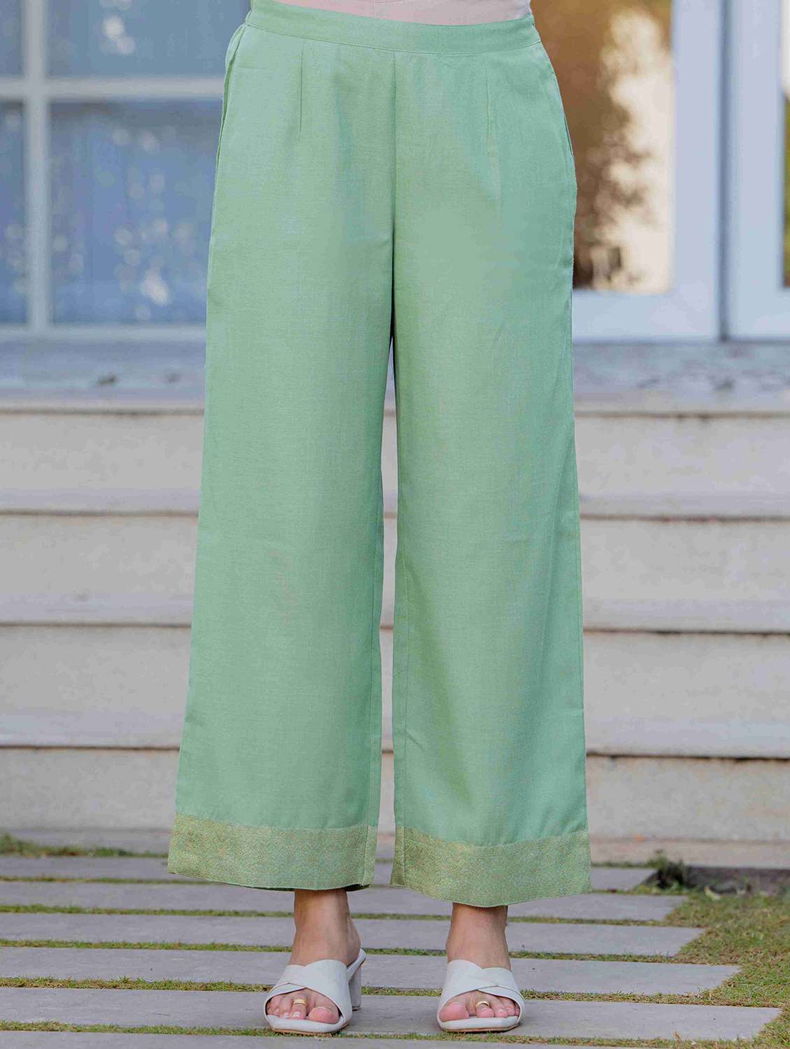 women self design three quarter sleeve kurta palazzo with dupatta set - 22266767 -  Standard Image - 2