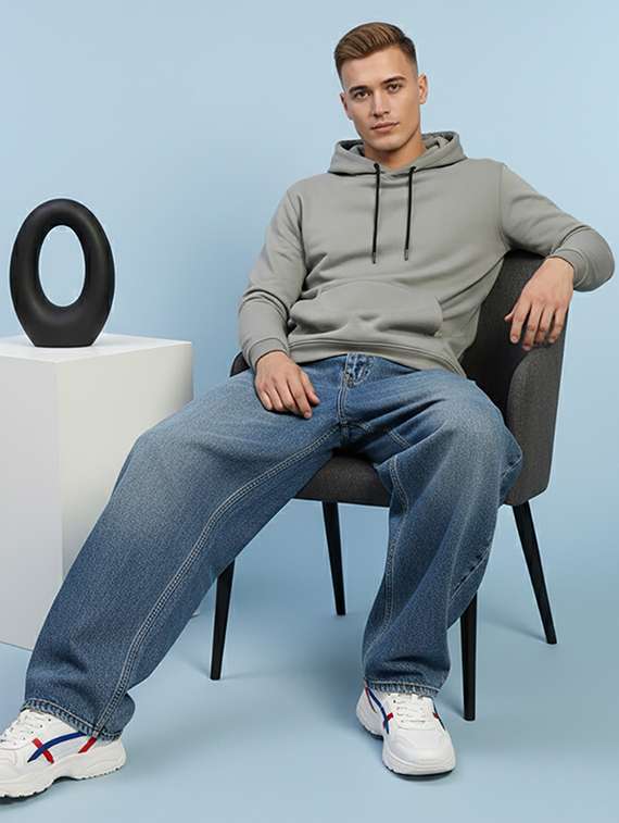 men solid long sleeve regular fit sweatshirt