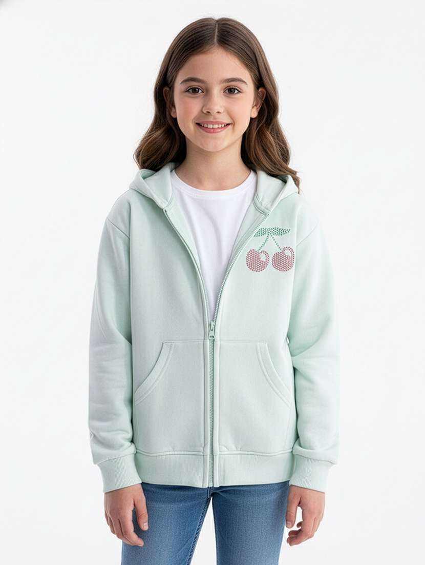 girls printed long sleeve hooded sweatshirt - 22267067 -  Standard Image - 2