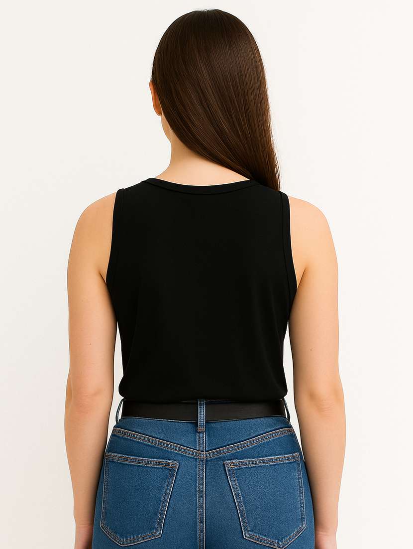 women black solid sleeveless tank top - 22267724 -  Standard Image - 2