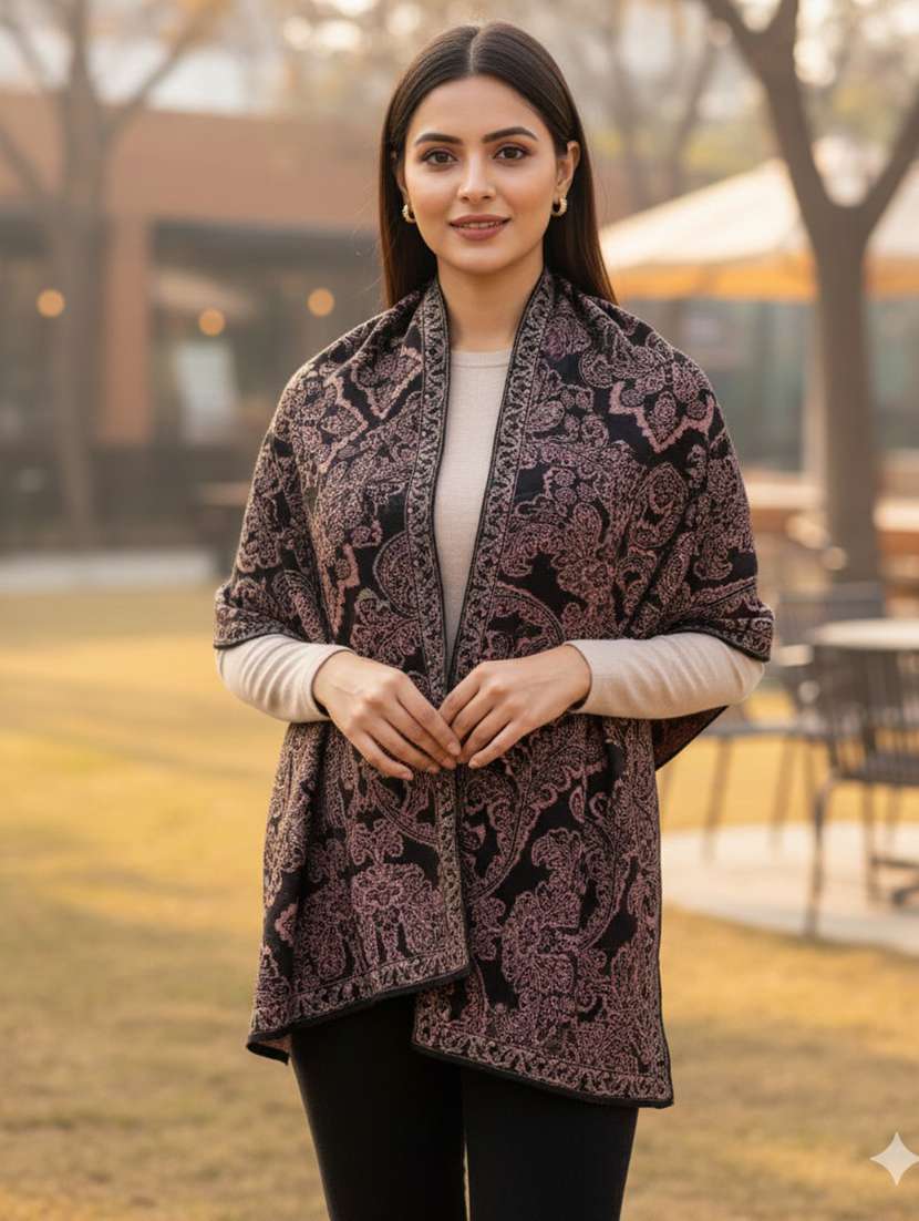 women self design winter shawl