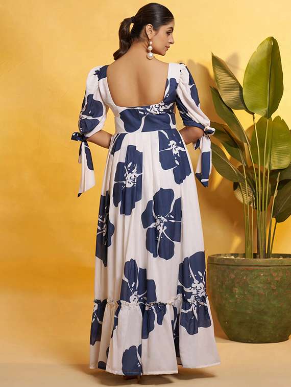 women floral print puff sleeve tiered dress - 22267986 -  Standard Image - 2