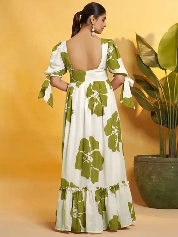 women floral print puff sleeve tiered dress - 22267987 -  Standard Image - 2