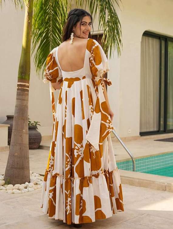 women floral print puff sleeve tiered dress - 22267988 -  Standard Image - 2