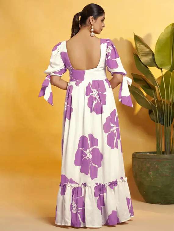 women floral print puff sleeve tiered dress - 22267989 -  Standard Image - 2