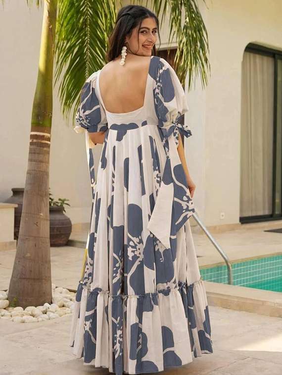 women floral print puff sleeve tiered dress - 22267990 -  Standard Image - 2