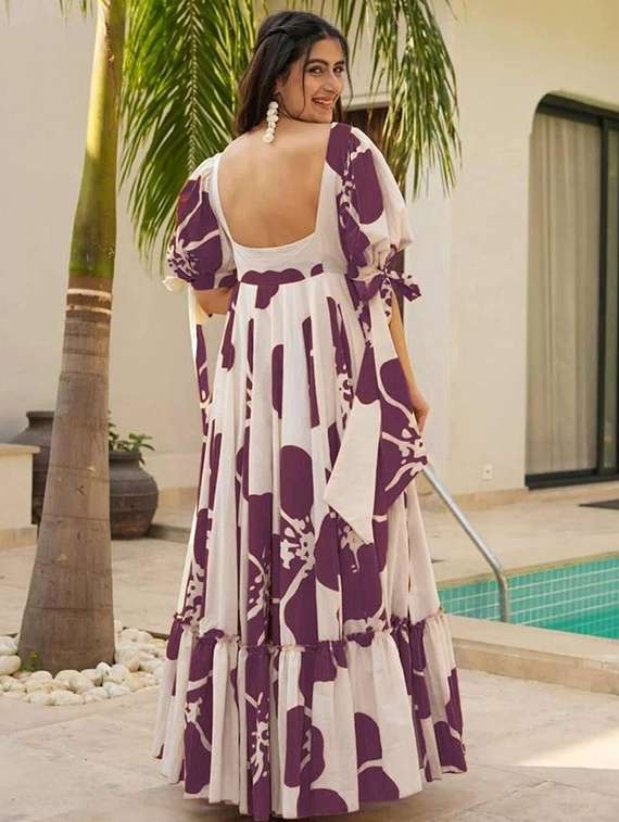 women floral print puff sleeve tiered dress - 22267993 -  Standard Image - 2