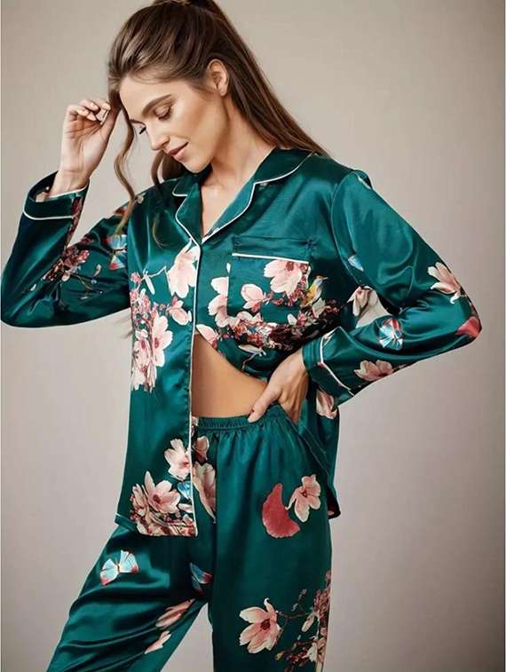 women floral print long sleeve nightwear pyjama set - 22268025 -  Standard Image - 2