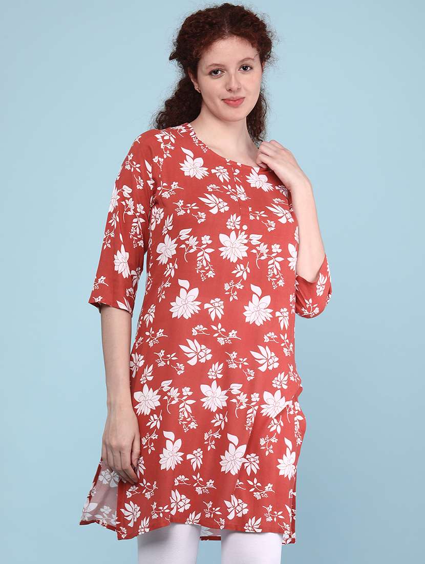 women floral print round neck kurta - 22268286 -  Standard Image - 2