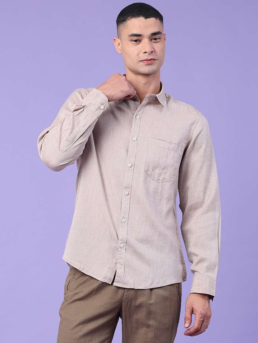 men solid long sleeve regular fit casual shirt - 22268329 -  Standard Image - 2