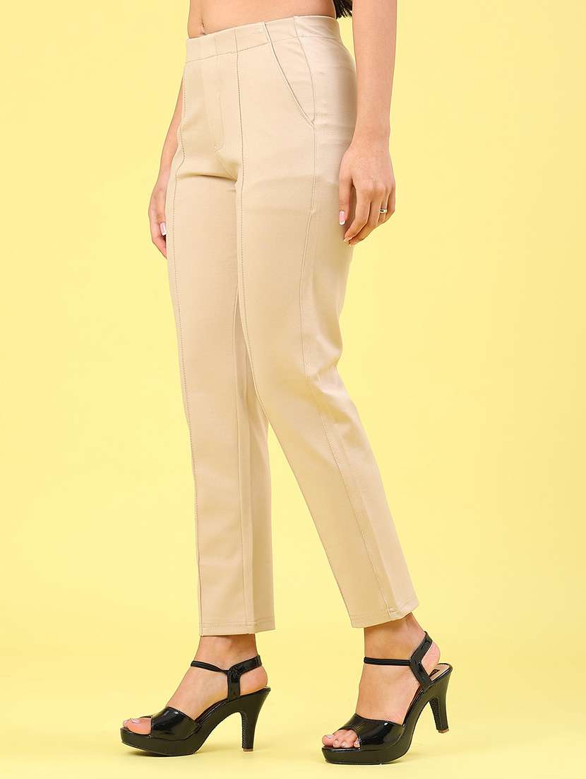 women solid mid rise cigarette pants - 22268483 -  Standard Image - 2
