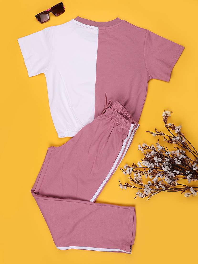 girls colourblocked round neck active wear set - 22268512 -  Standard Image - 2