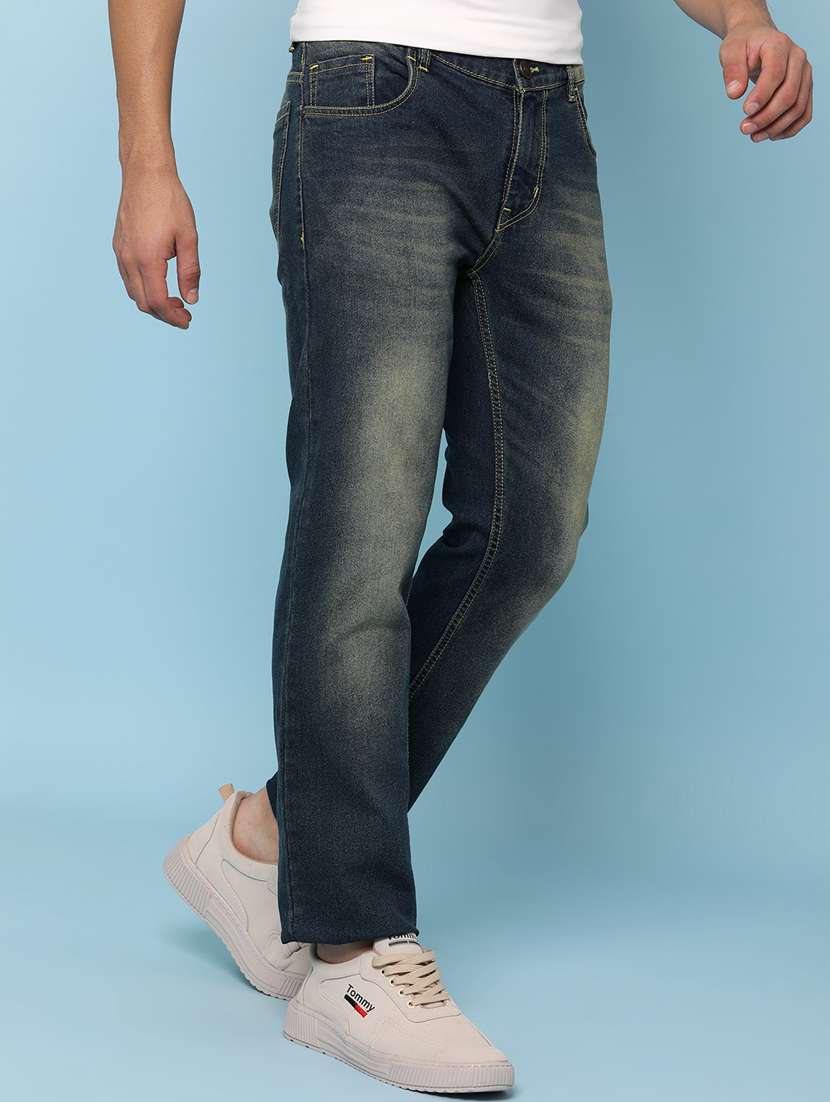 men washed mid rise full length straight jeans - 22268516 -  Standard Image - 2