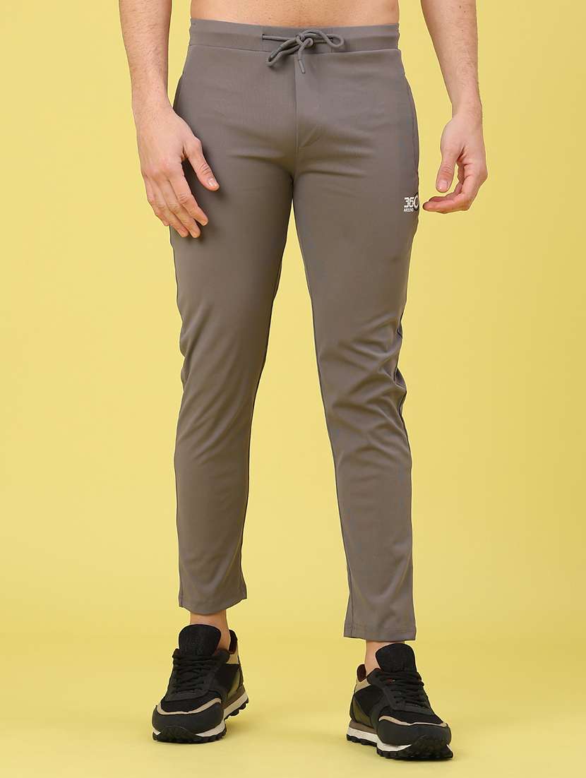 men solid mid rise regular fit track pant
