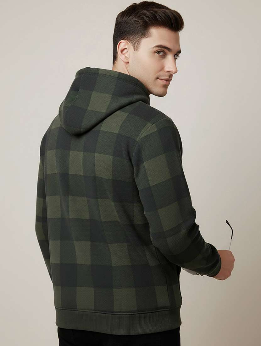 men checkered long sleeve hooded sweatshirt - 22268646 -  Standard Image - 2