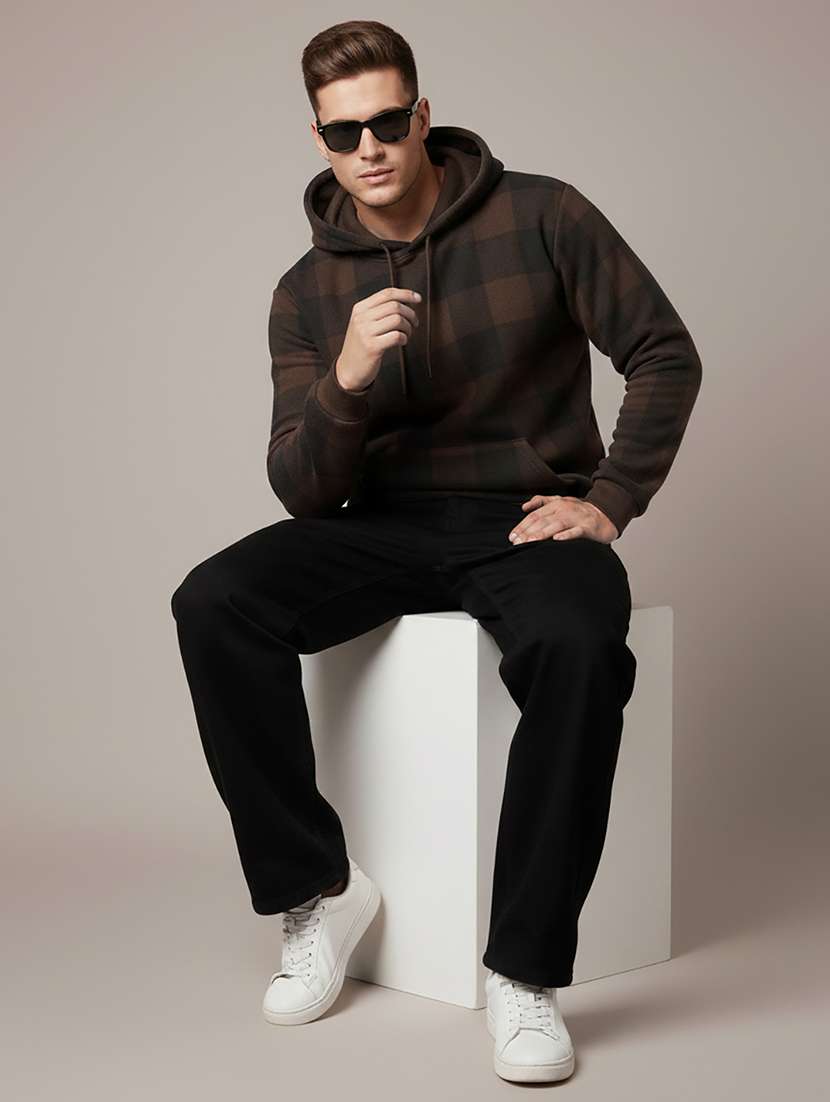 men checkered long sleeve hooded sweatshirt - 22268658 -  Standard Image - 2