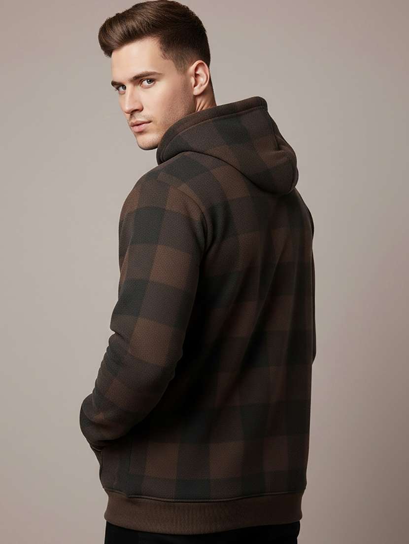 men checkered long sleeve hooded sweatshirt - 22268671 -  Standard Image - 2