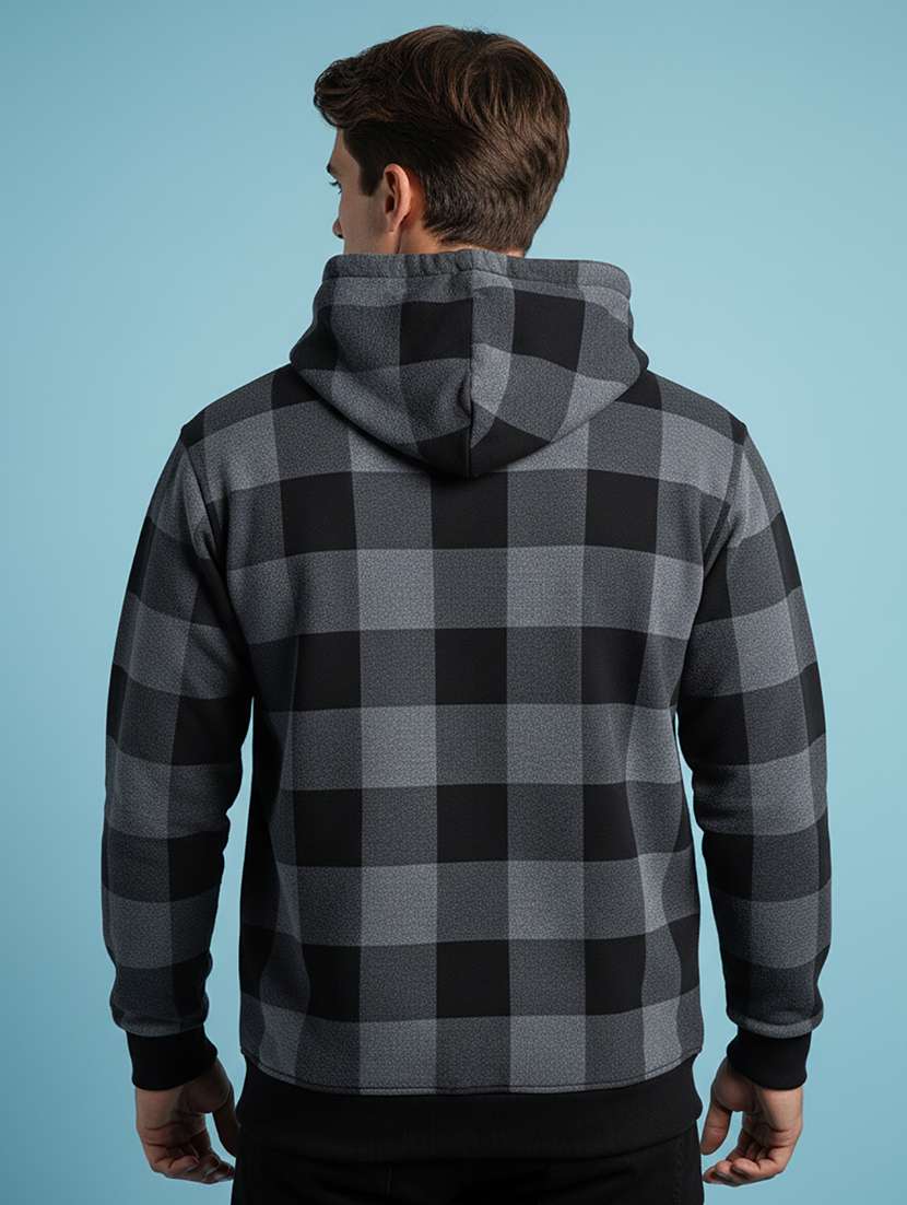 men checkered long sleeve hooded sweatshirt - 22268673 -  Standard Image - 2