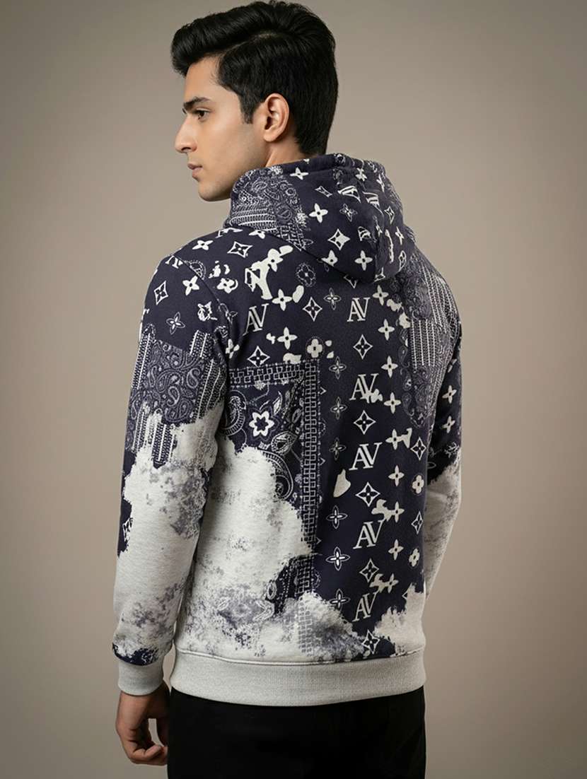 men printed long sleeve hooded sweatshirt - 22268674 -  Standard Image - 2