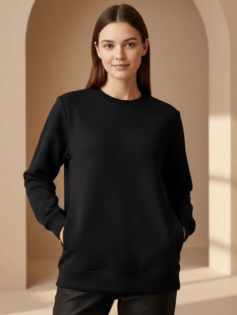 women solid long sleeve sweatshirt