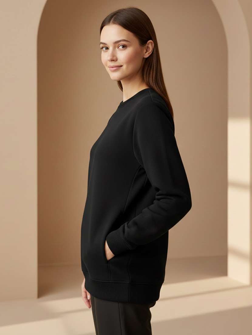 women solid long sleeve sweatshirt - 22268675 -  Standard Image - 2