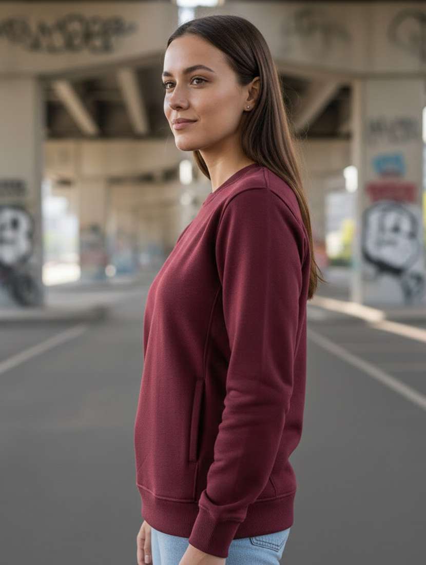 women solid long sleeve sweatshirt - 22268677 -  Standard Image - 2