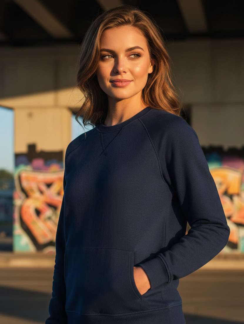 women solid long sleeve sweatshirt - 22268679 -  Standard Image - 2