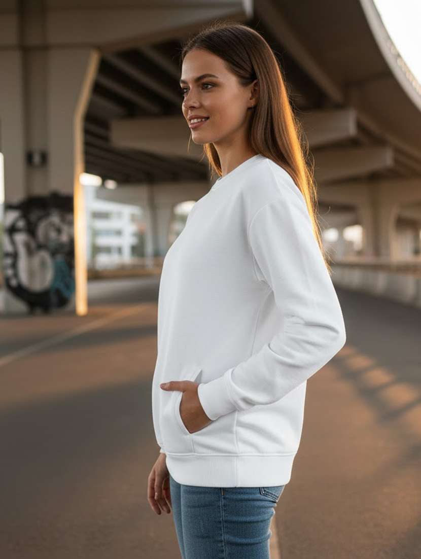 women solid long sleeve sweatshirt - 22268681 -  Standard Image - 2