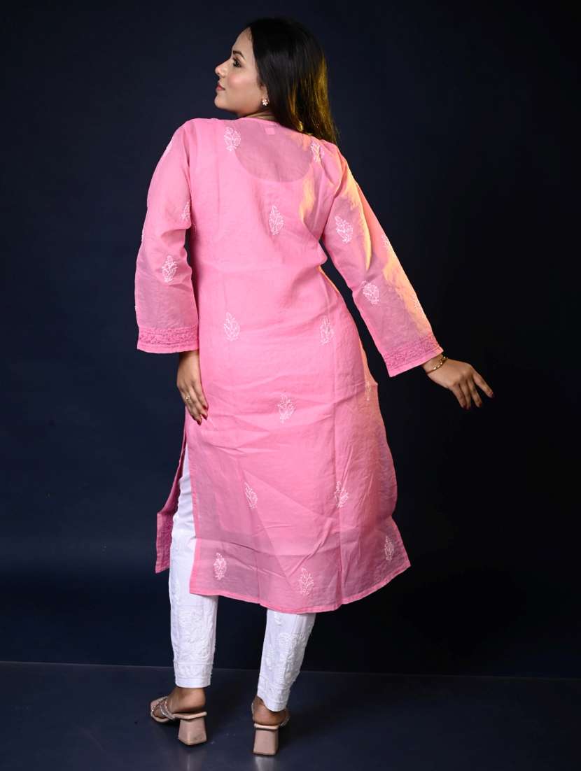 women long sleeve straight chikankari kurta - 22268699 -  Standard Image - 2