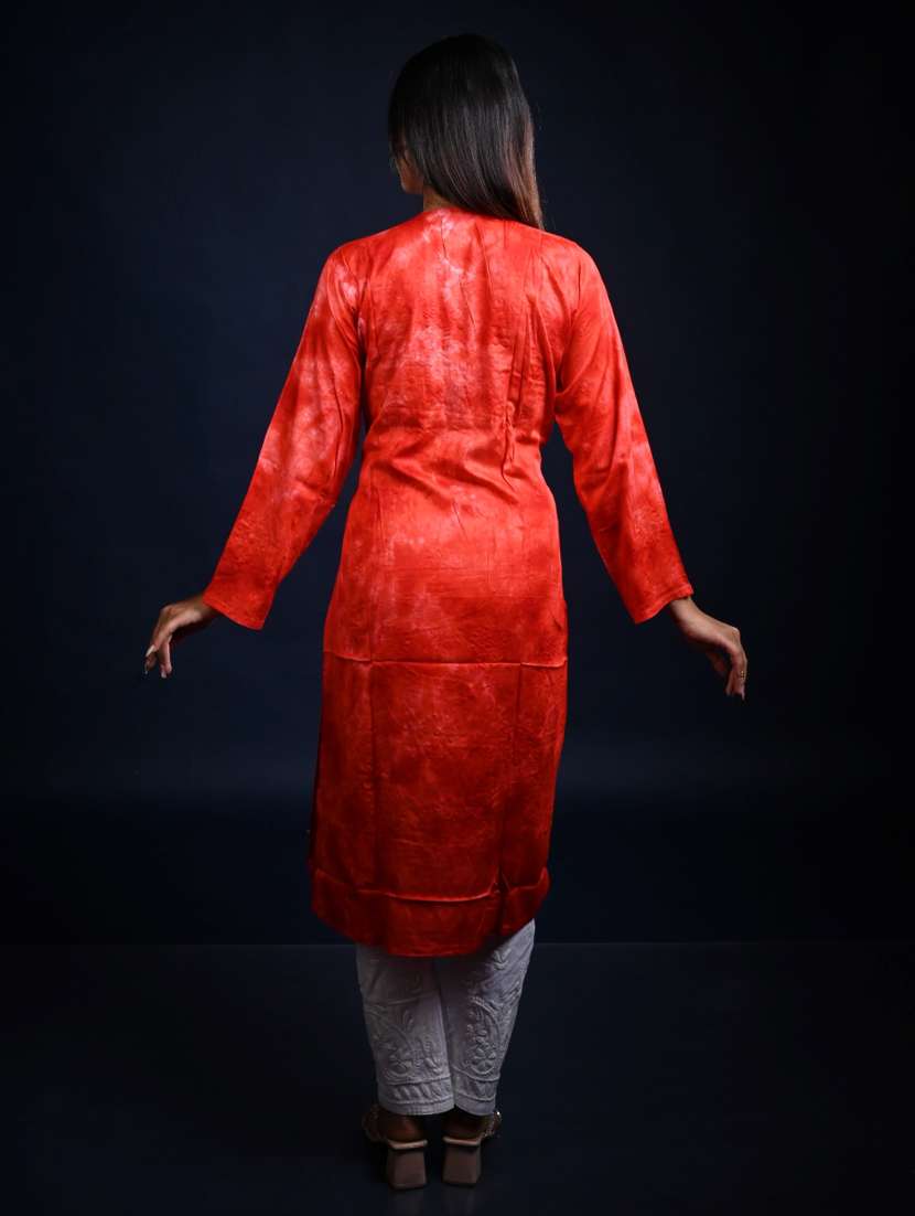 women long sleeve straight chikankari kurta - 22268727 -  Standard Image - 2