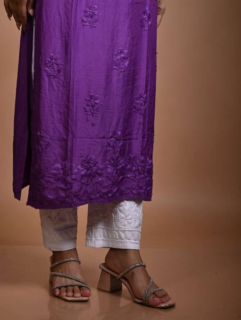women long sleeve straight chikankari kurta - 22268744 -  Standard Image - 2