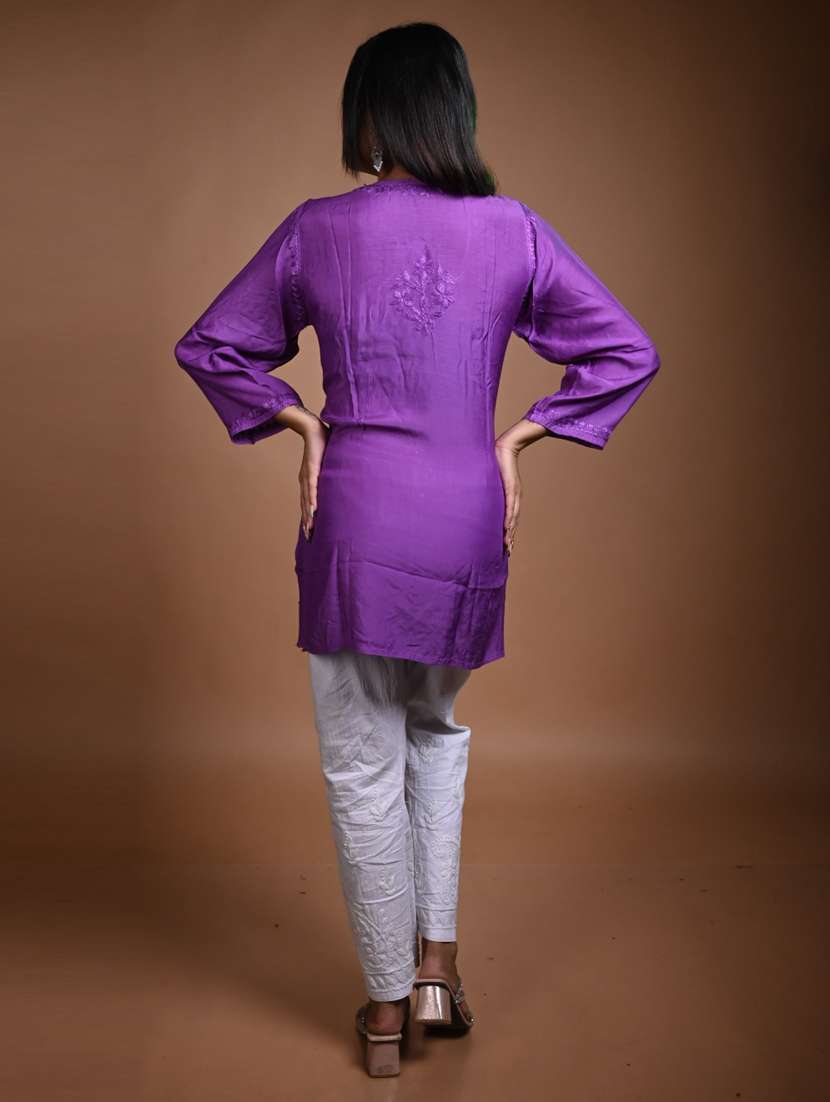 women long sleeve straight chikankari kurti - 22268756 -  Standard Image - 2