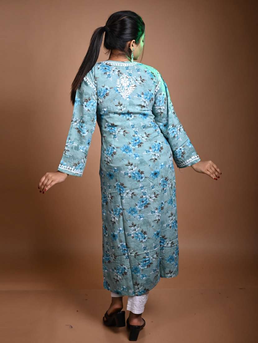 women floral long sleeve straight kurta - 22268761 -  Standard Image - 2