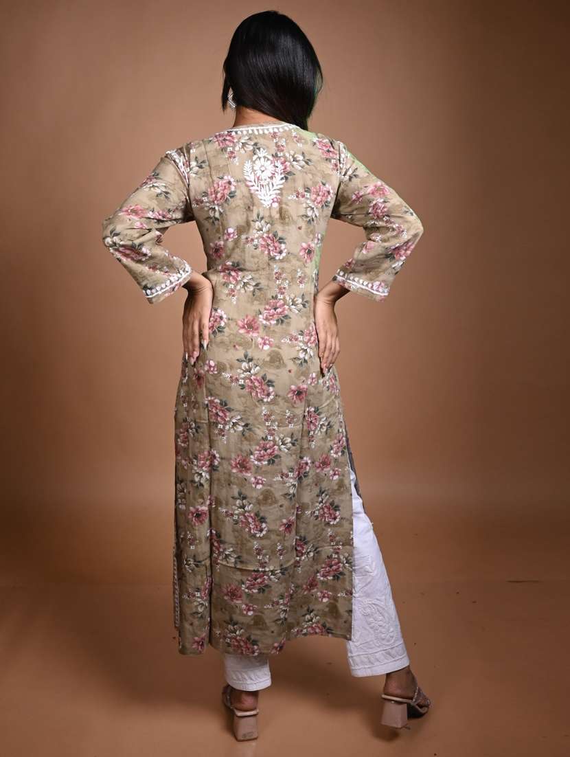 women floral long sleeve straight kurta - 22268762 -  Standard Image - 2
