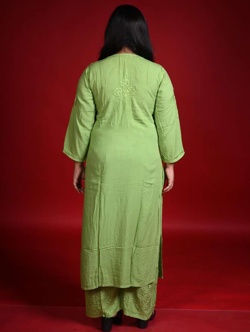 women solid with work long sleeve kurta palazzo set - 22268778 -  Standard Image - 2