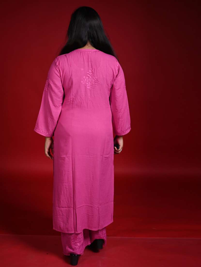 women solid with work long sleeve kurta palazzo set - 22268779 -  Standard Image - 2