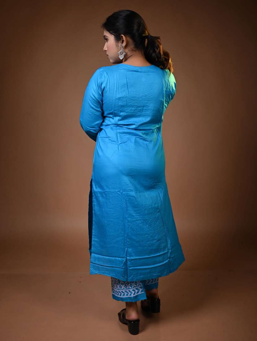 women solid with work long sleeve kurta pant set - 22268805 -  Standard Image - 2