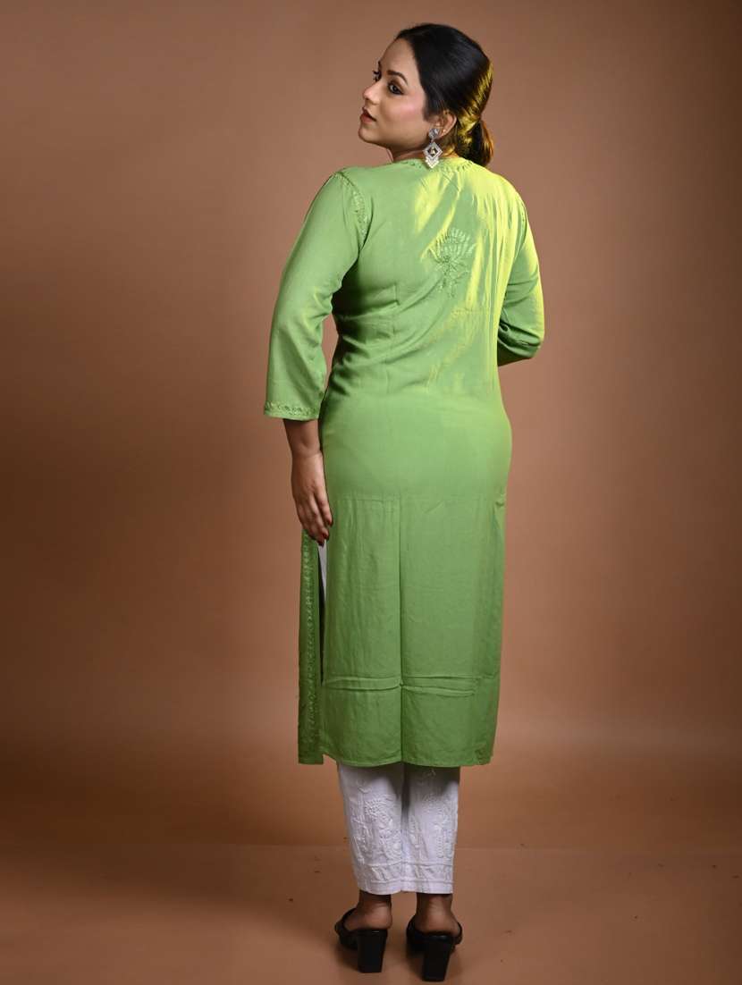 women solid with work three quarter sleeve kurta pant set - 22268868 -  Standard Image - 2