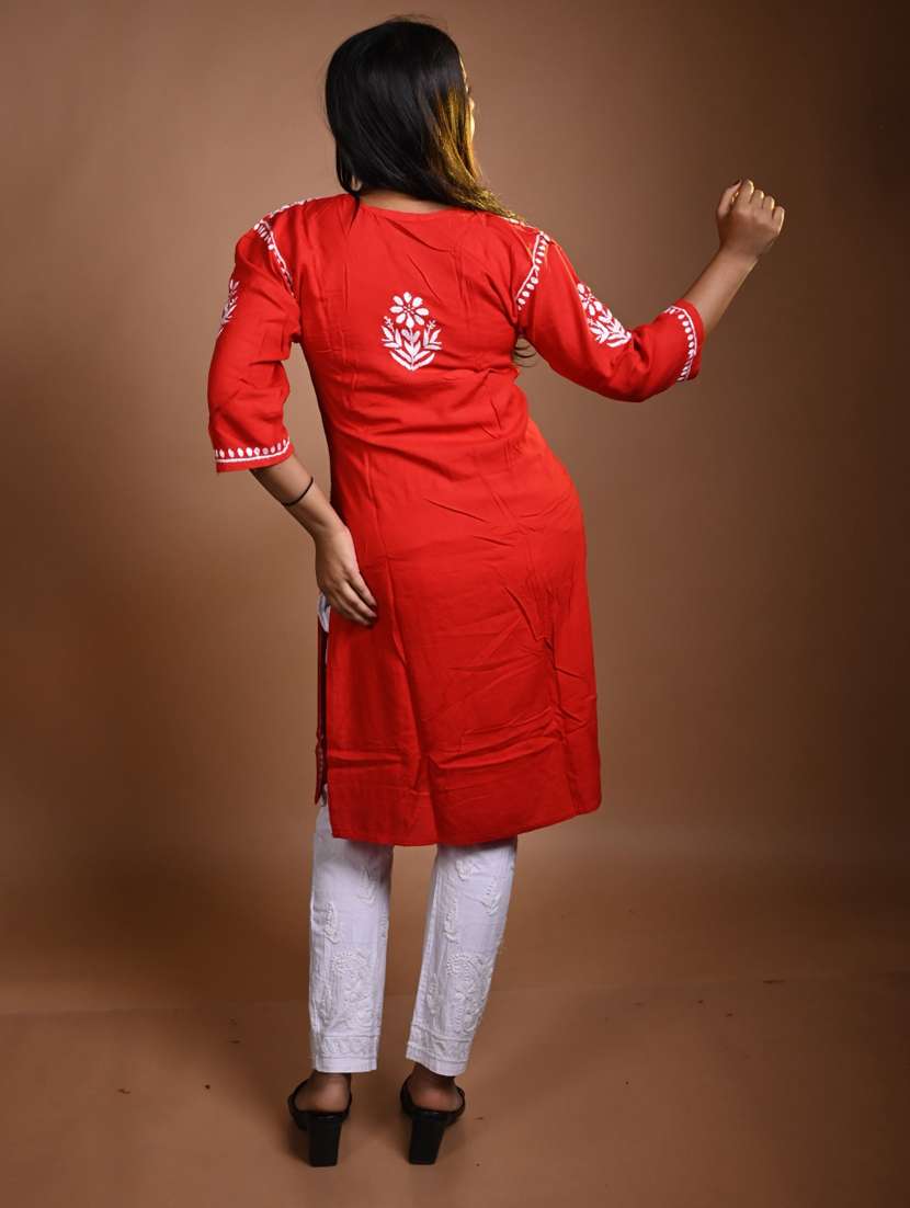 women solid with work three quarter sleeve kurta pant set - 22268881 -  Standard Image - 2