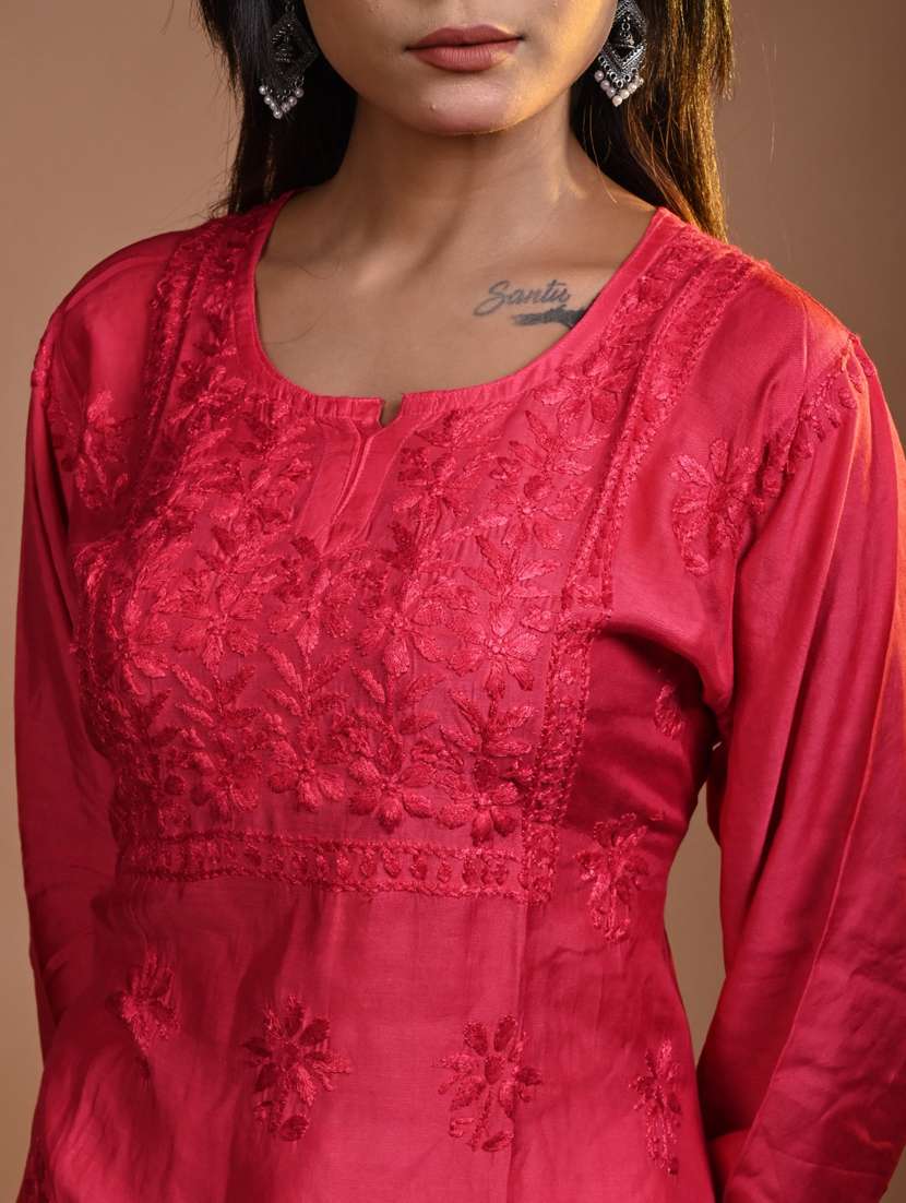 women solid with work long sleeve kurta pant set - 22268886 -  Standard Image - 2