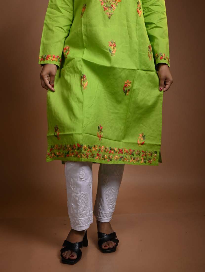 women solid with work long sleeve kurta pant set - 22268887 -  Standard Image - 2
