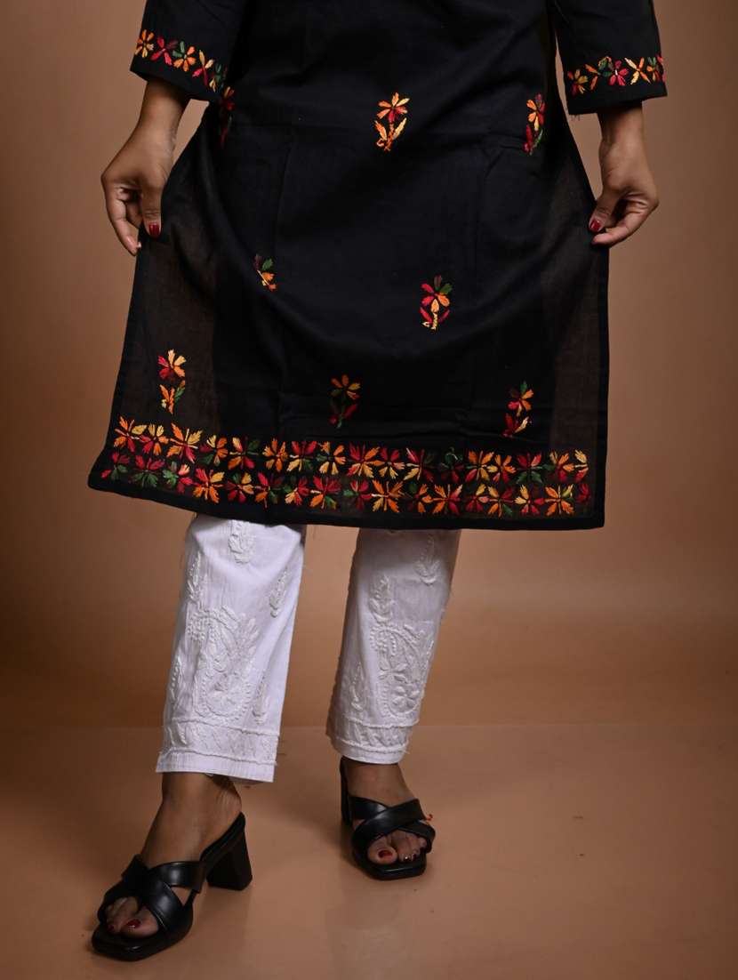 women solid with work long sleeve kurta pant set - 22268891 -  Standard Image - 2