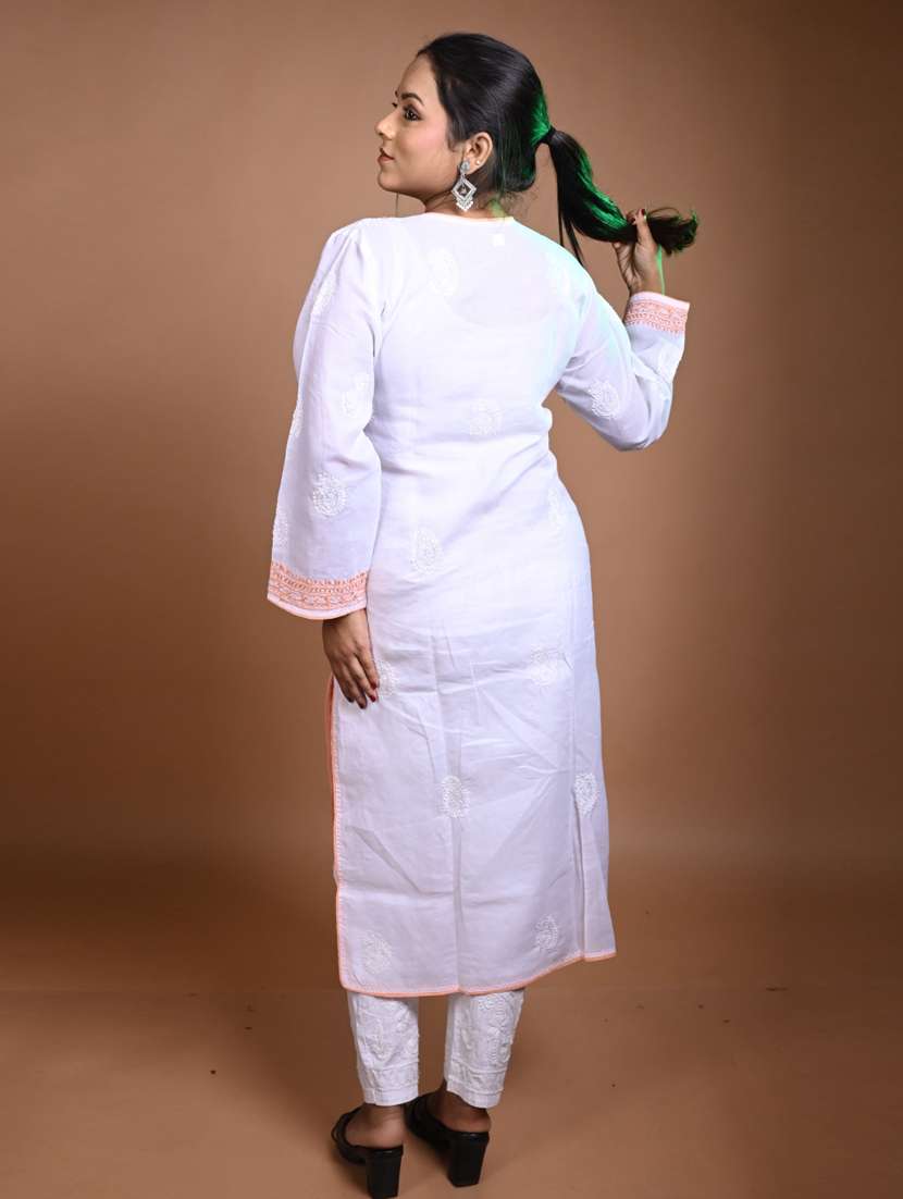 women solid with work long sleeve kurta pant set - 22268905 -  Standard Image - 2