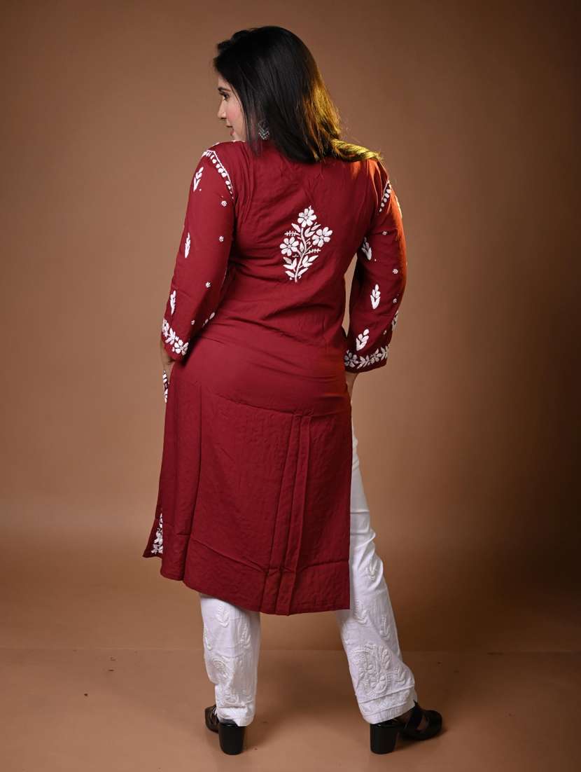 women chikankari long sleeve kurta pant with dupatta set - 22268936 -  Standard Image - 2