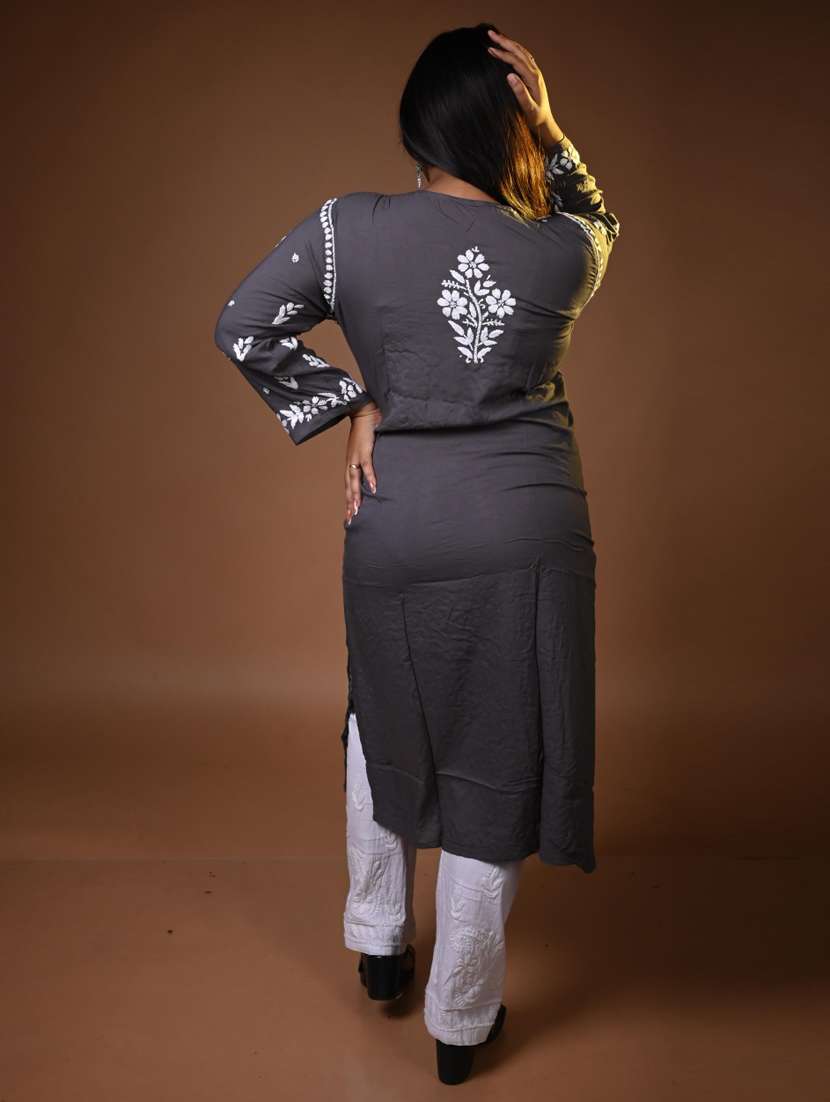 women chikankari long sleeve kurta pant with dupatta set - 22268938 -  Standard Image - 2