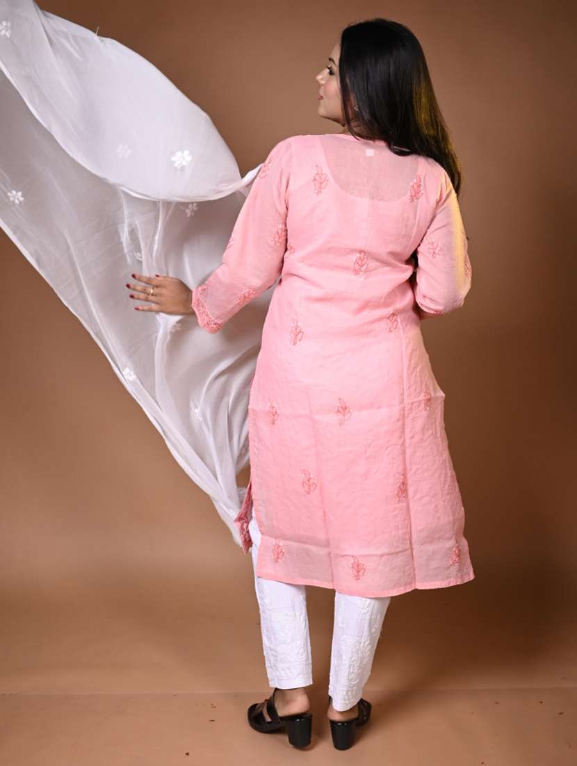 women solid with work long sleeve kurta pant with dupatta set - 22268942 -  Standard Image - 2